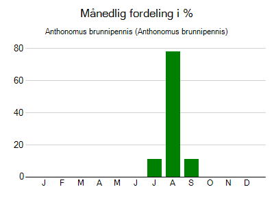 Anthonomus brunnipennis - månedlig fordeling