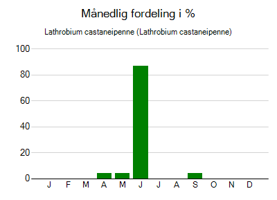 Lathrobium castaneipenne - månedlig fordeling
