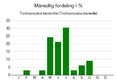 Trichosirocalus barnevillei - månedlig fordeling