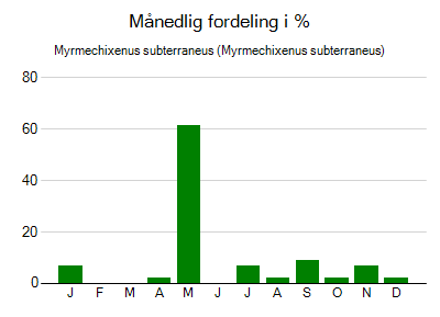 Myrmechixenus subterraneus - månedlig fordeling