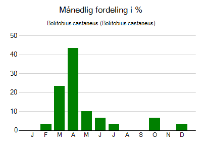 Bolitobius castaneus - månedlig fordeling