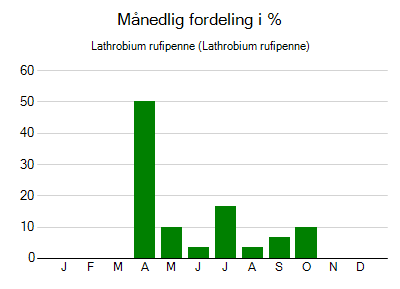 Lathrobium rufipenne - månedlig fordeling