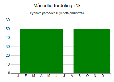 Pycnota paradoxa - månedlig fordeling