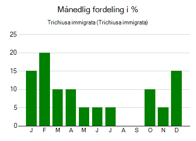 Trichiusa immigrata - månedlig fordeling