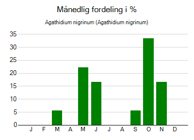 Agathidium nigrinum - månedlig fordeling
