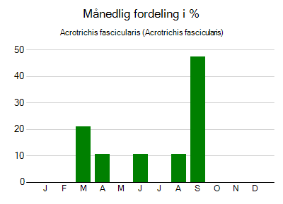 Acrotrichis fascicularis - månedlig fordeling