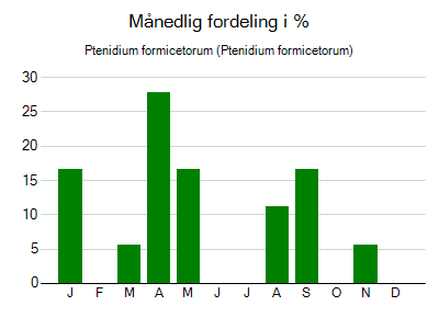 Ptenidium formicetorum - månedlig fordeling