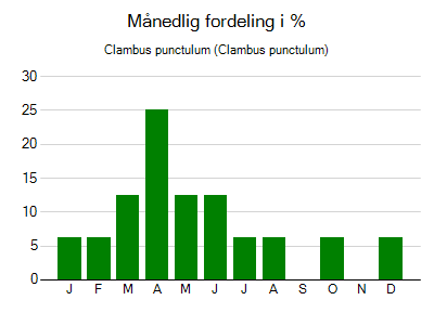 Clambus punctulum - månedlig fordeling