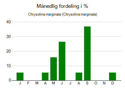 Chrysolina marginata - månedlig fordeling
