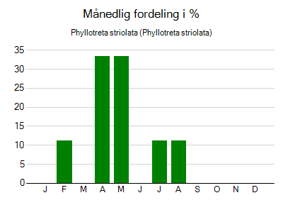 Phyllotreta striolata - månedlig fordeling