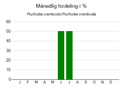 Psylliodes crambicola - månedlig fordeling