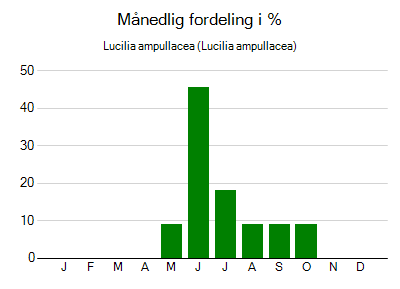 Lucilia ampullacea - månedlig fordeling