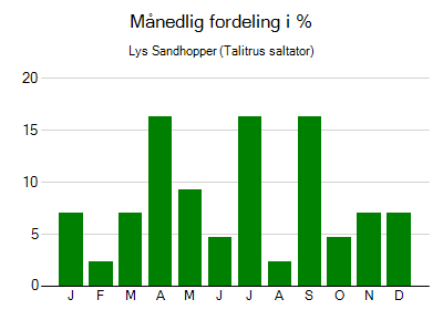 Lys Sandhopper - månedlig fordeling