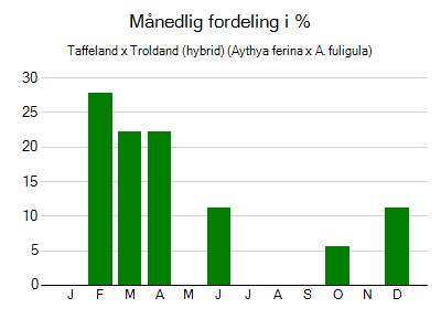 Taffeland x Troldand (hybrid) - månedlig fordeling