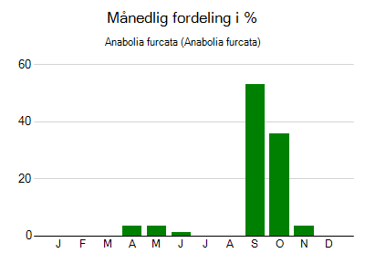Anabolia furcata - månedlig fordeling