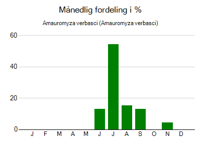 Amauromyza verbasci - månedlig fordeling