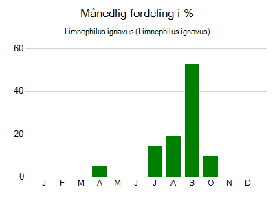 Limnephilus ignavus - månedlig fordeling