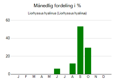 Liorhyssus hyalinus - månedlig fordeling