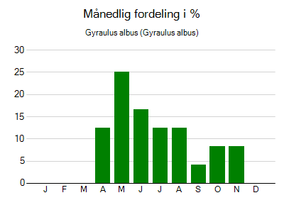 Gyraulus albus - månedlig fordeling