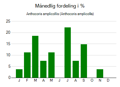 Anthocoris amplicollis - månedlig fordeling
