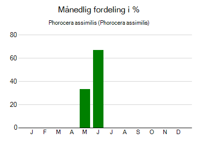 Phorocera assimilis - månedlig fordeling