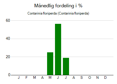 Contarinia floriperda - månedlig fordeling