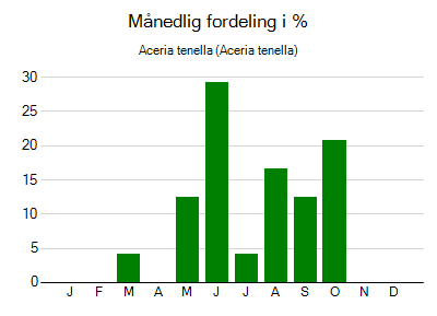 Aceria tenella - månedlig fordeling