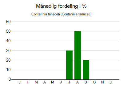 Contarinia tanaceti - månedlig fordeling