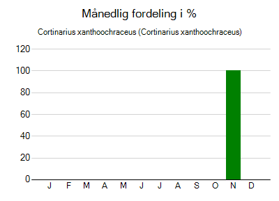 Cortinarius xanthoochraceus - månedlig fordeling