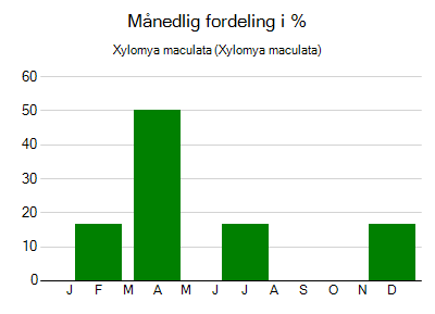 Xylomya maculata - månedlig fordeling