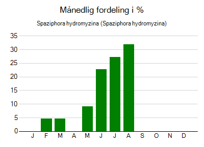 Spaziphora hydromyzina - månedlig fordeling