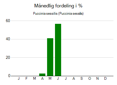 Puccinia sessilis - månedlig fordeling