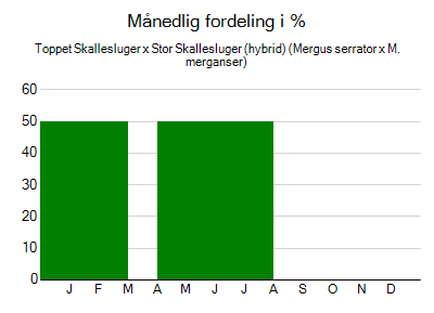 Toppet Skallesluger x Stor Skallesluger (hybrid) - månedlig fordeling