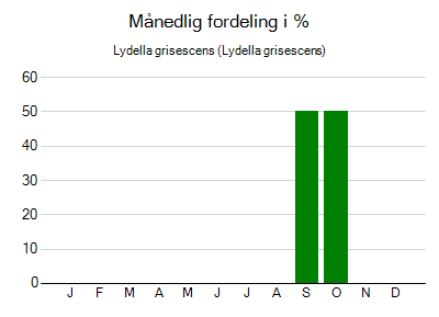 Lydella grisescens - månedlig fordeling