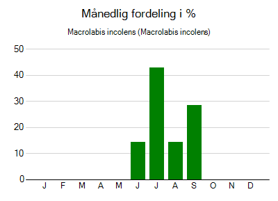 Macrolabis incolens - månedlig fordeling