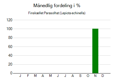Finskællet Parasolhat - månedlig fordeling