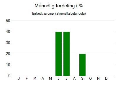 Birkedværgmøl - månedlig fordeling