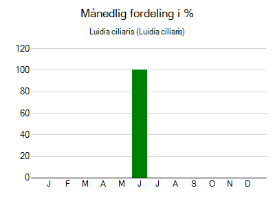 Luidia ciliaris - månedlig fordeling