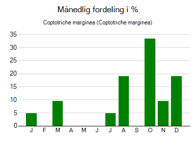 Coptotriche marginea - månedlig fordeling
