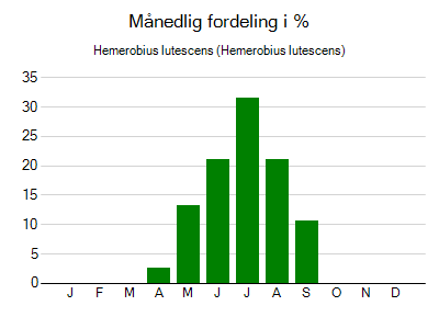 Hemerobius lutescens - månedlig fordeling