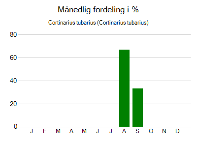 Cortinarius tubarius - månedlig fordeling