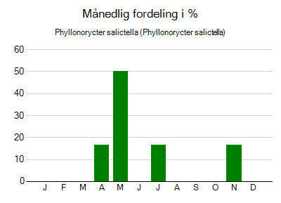 Phyllonorycter salictella - månedlig fordeling