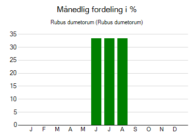 Rubus dumetorum - månedlig fordeling