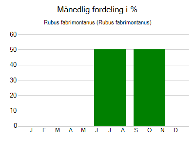 Rubus fabrimontanus - månedlig fordeling