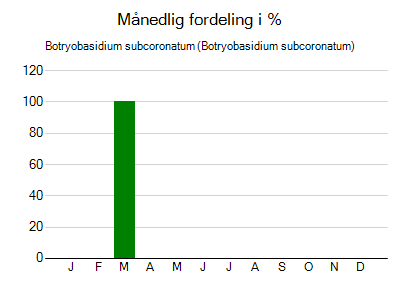 Botryobasidium subcoronatum - månedlig fordeling