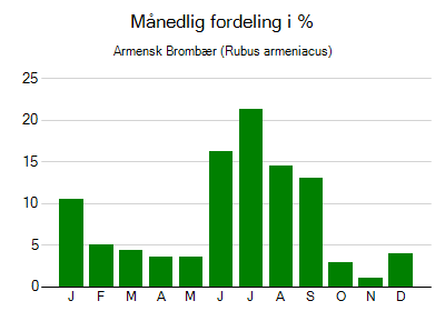 Armensk Brombær - månedlig fordeling