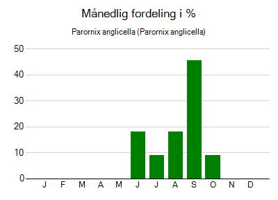 Parornix anglicella - månedlig fordeling