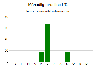 Stearibia nigriceps - månedlig fordeling