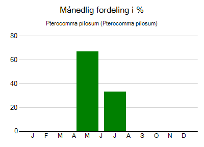 Pterocomma pilosum - månedlig fordeling