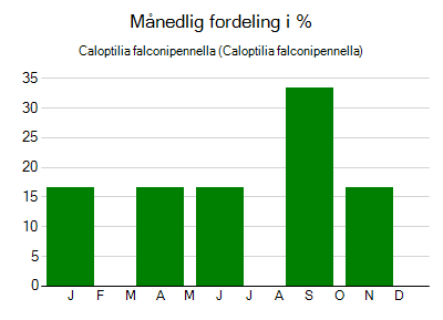 Caloptilia falconipennella - månedlig fordeling